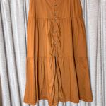 Old Navy Tiered Button Front A-Line Brown Midi Skirt in Size Large Photo 2