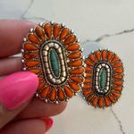 Western Orange and Turquoise Earrings NWT Orange Photo 1
