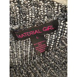 Material Girl Womens Large L Shimmer Metallic Knit Sweater Black Silver Pullover Photo 3