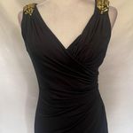 Camille La Vie Beaded Floor Length Gown Sz 6 Black Back Cowl Witchy Glam Goth Photo 1