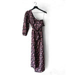 Topshop  One Shoulder Ruffle Jumpsuit Size 2 Black and Pink Floral Photo 1