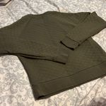Quilted Crewneck Sweater in Olive Green Photo 4
