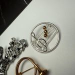 French Horn Musical Instrument, Music Note Brooch Pin Lot Of 4 Photo 11