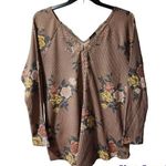 Torrid size 2 floral pink waffle knit lace trim Henley long sleeve shirt Photo 0