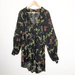 Anthropologie Jamison ruffled black floral tunic blouse Photo 9