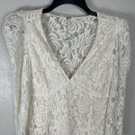 Free People  Ivory Lace Long Sleeve Vneck Mini Dress Size Small Bridal Graduation Photo 1