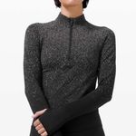 Lululemon Rest Less Cropped 1/2 Zip Herringbone Fade Black / White Photo 0