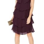 Slny Tiered Caplet Dress Rhinestone Detail Deep Plum Wine Color Women’s Size 14 Photo 0