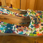 Disney  Hidden Mickey Minnie Tropical Flower Colorful Loafer Canvas Shoe US 8 Photo 0