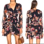 Nicholas Rust Floral Pintuck Silk Chiffon Mini Dress: Navy Blue Size 0 Photo 1