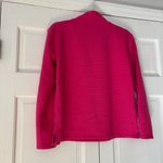 Talbots  Bright Pink Grid Waffle Knit Mock Neck Pullover Sweatshirt Button SizeXS Photo 8