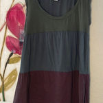 BDG  Urban Outfitters Green Maroon Gray Stripe Tiered Tank Top Babydoll Photo 0