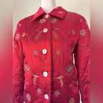 Susan Bristol Vintage Y2K  100% Silk Red Floral Embroidered Lightweight Jacket Photo 2