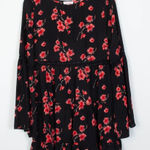 Renamed Womens Floral Crochet‎ Tiered Dress Size M Black Long Sleeve Whimsigoth Red Size M Photo 0