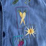 American Vintage Embroidered denim cottagecore button up with bunny and vegetables Photo 3