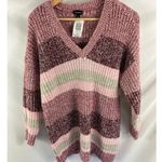 Torrid NWT Slouchy V Neck Tunic Thick Knit Sweater Pink Stripe Size 1X Photo 3