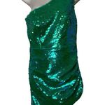 Amanda Uprichard Sierene One shoulder Mini Dress Spring Green Sequin sz S Photo 1