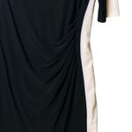 CHAPS Dress Womens Large Black White Colorblock Sheath Ruched Stretch Boatneck Photo 8