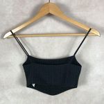ZARA Rib Knit Spaghetti Strap Crop Top Black Size Medium Photo 4