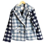 Cinq à Sept CINQ a SEPT Alix Coat Jacket Plaid Shacket Fringe Trim Steel Blue Multi SM NWT Photo 0