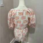Anthropologie  White Blouse with Orange‎ Pattern Photo 1