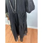 H & M Women Dress Oversized Black Boxy Loose Tiers Pleated Short Sleeve Lined Size M Photo 2