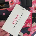 Trina Turk  Narcissus Tote NWT Double Handled Shoulder Strap Navy Pink Floral Lux Photo 6