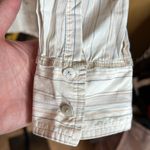 Sundance  White Striped Shirt with Gray Floral Accents 100% Cotton Size Large Photo 6