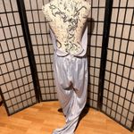 Nasty Gal oh what a night satin halter pale blue silver culottes palazzo jumpsuit Photo 4