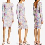 New Rotate Ulla Floral Print Ruched Mesh Long Sleeve Bodycon Dress Size 2 Multi Photo 3