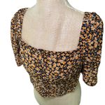 Urban Outfitters  Floral Crop Top Blouse Puff Short Sleeve Square Neck‎ M Photo 3