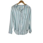 Billabong Light Blue White Sail Away Long Sleeve Womens Button Up Shirt Sz M EUC Photo 1