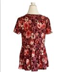 Agnes & Dora  Top Mauve Floral Peplum Relaxed Ruffle Short Sleeve Shirt Small NEW Photo 4