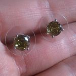 Peridot Color Simulated Diamond Sterling Silver Stud Earrings Photo 4