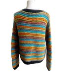 Sundance Crochet Chunky Knit Sweater Size Medium Crew Neck Colorful Cabin Core Photo 1