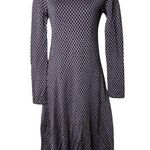 Maison Margiela navy red honeycomb pattern midi long sleeve silk dress sz XS Photo 0