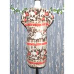 Vince Camuto Brown Orange Dress Size 6 Elastic Waist Pockets V-Neck Cap Sleeves Photo 4