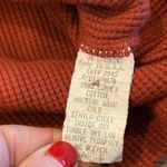 Three Dots  Women’s Hooded Red Waffle Long Sleeve Top Photo 5