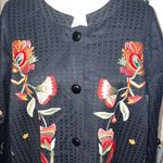 Maggie Barnes Black Cardigan/ jacket with Floral Embroidery 3X Photo 2