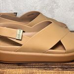 Crocs Womens 10 Brooklyn Luxe Cross Strap Tan Sandals Comfort Slides Coastal Photo 0