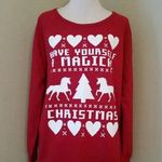 Mighty fine NEW Modcloth Red Unicorns Magical Christmas Novelty Sweatshirt XXL Photo 0