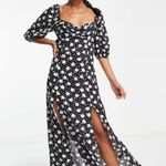 ASOS  DESIGN puff sleeve ruched bust Midi split dress in floral and heart Size 4 Photo 0
