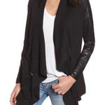 BLANK NYC  Faux Leather Suede Draped Asymmetrical Moto Jacket Black M Photo 0