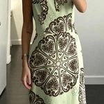 Printed Button Front Polo Midi Dress Pistachio Green Size S Photo 1