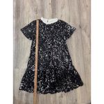 MELLO DAY Black Sequin Short Sleeve Mini Dress with Ruffled Collar XS Photo 5