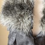 Kenneth Cole  Fur Collared Charcoal Zip Blazer Size Medium Photo 5