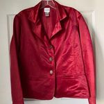 Chico's size 1 red shiny luxurious button jacket blazer Photo 0