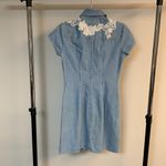 Capezio Vintage 80’s  Denim Button Down Dress with Lace Size S Photo 5