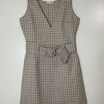 Lottie Moss tan plaid belted academia mini vneck dress size Small Photo 1