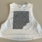 Lululemon Cut Back Cropped Tank White/Black Seawheeze 2020 Estimated Size Small White Photo 3